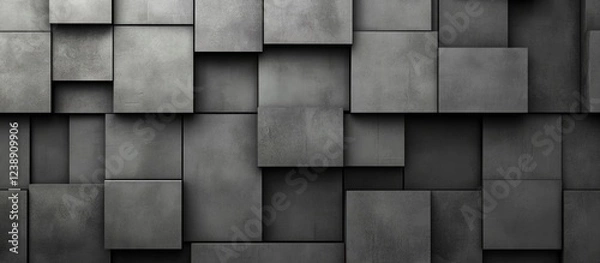 Fototapeta Abstract Concrete Square Patterned Wall Texture with Layered 3D Effect