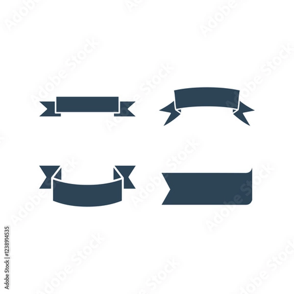 Fototapeta Ribbon icons set, starburst element modern simple vector illustration.