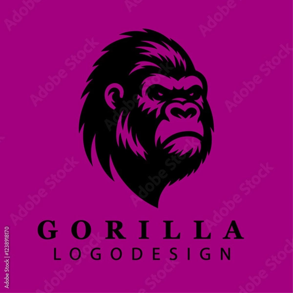 Fototapeta Fierce Gorilla Head Tribal Logo Design Vector for Branding, Digital Artwork, Emblems, and Wild Nature-Themed Creative Projects
