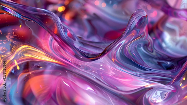 Fototapeta A colorful, abstract painting of water with a lot of movement and swirls.