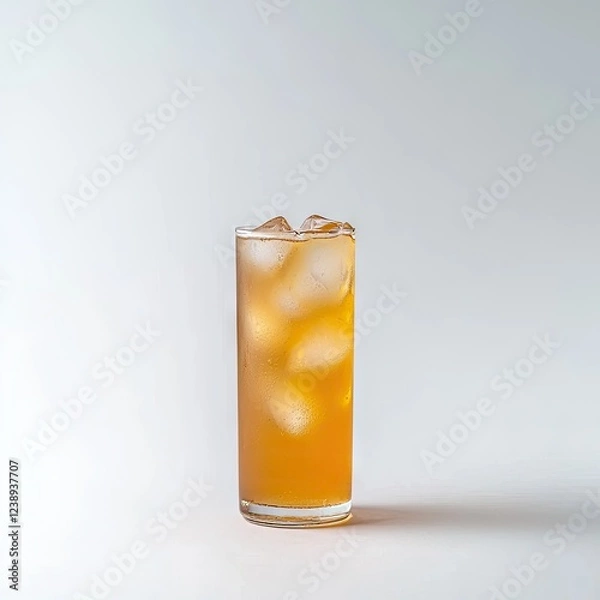 Obraz Iced tea, tall glass, refreshment, white background, summer drink