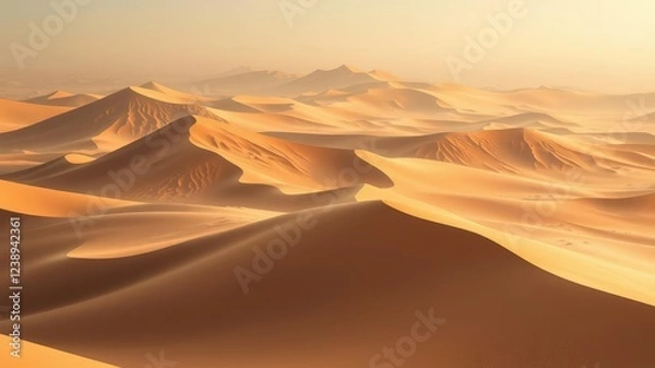 Fototapeta Majestic sand dunes with towering peaks and intricate patterns, topography, desert landforms, shifting sands