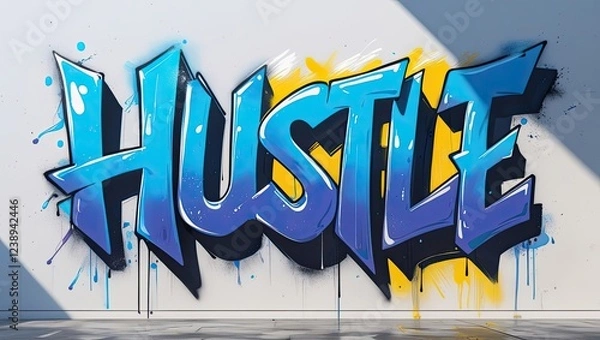 Obraz graffiti on the wall, Hustle