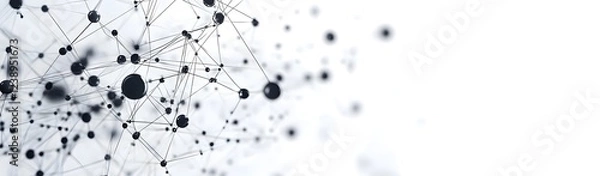 Fototapeta Abstract representation of interconnected nodes and lines on a white background, symbolizing data networks