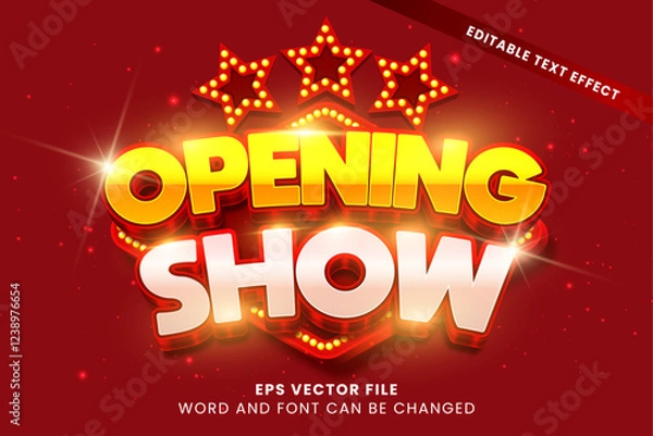 Fototapeta Opening show shiny 3d editable vector text effect. Entertainment text style