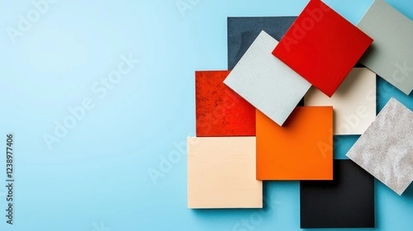 Fototapeta Colorful Design Samples on a Blue Background for Creative Projects