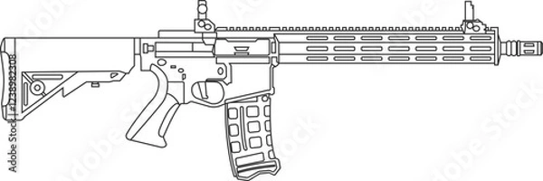 Fototapeta The icon is a mock-up of an AR 15 assault rifle with a mechanical sight in the stock version, a black line.