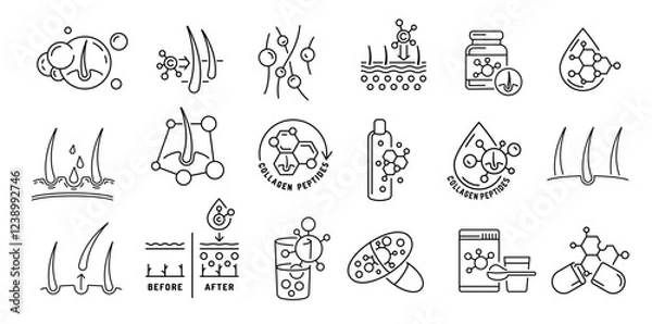 Fototapeta Benefits of collagen for hair. Vector illustration.