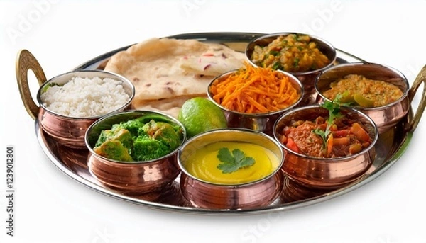Obraz veg indian thali isolated on white background
