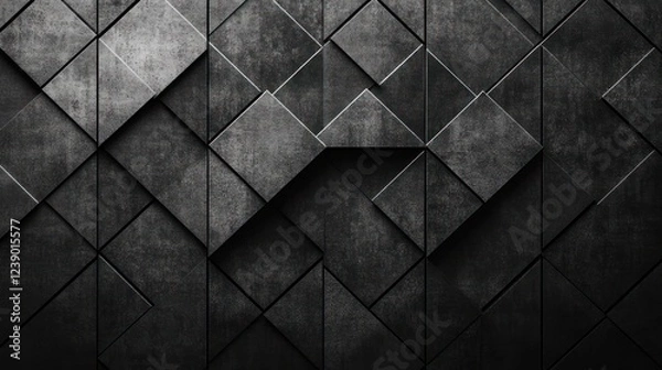 Fototapeta Abstract dark gray geometric pattern of squares and triangles.
