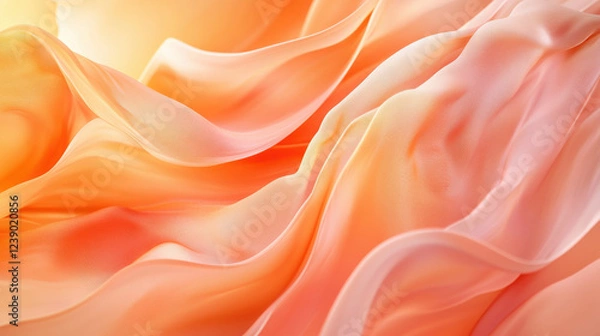Fototapeta A mesmerizing abstract background with soft, radiant hues of sunset orange and peach, delicately transitioning with a watercolor-like effect