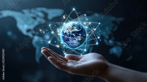 Fototapeta Innovative Concept of Global Connectivity and Technology with Digital Earth