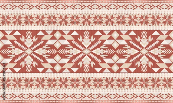 Fototapeta American tribal ethnic native pattern.Traditional Navajo,Aztec,Apache,Southwest and Mexican style fabric pattern.Abstract vector motifs pattern.For fabric,clothing,blanket,carpet,woven,wrap,decoration