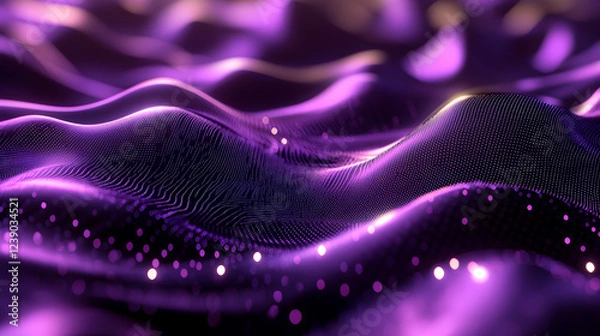Obraz A futuristic 3D abstract backdrop with a grainy purple texture transitioning from pale violet to dark amethyst, highlighted by glowing accents