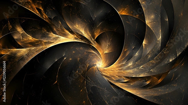 Obraz A sleek black and brown abstract design with sharp golden lines, smooth metallic reflections, and subtle noise textures for a modern aesthetic