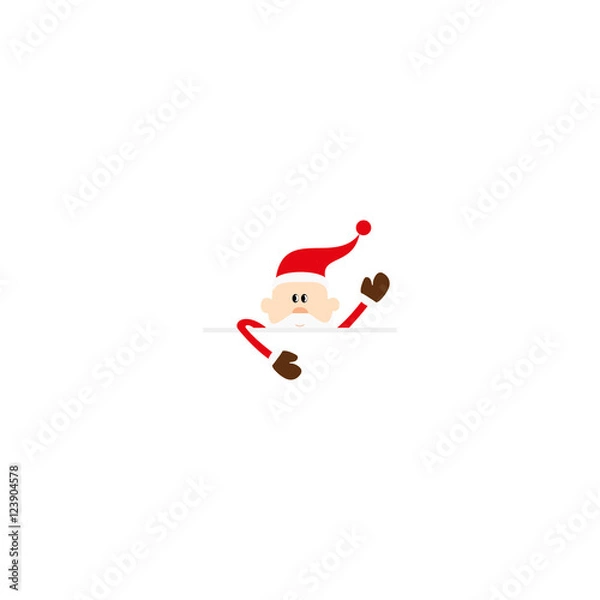 Fototapeta Santa Claus pointing down at Christmas message or sign