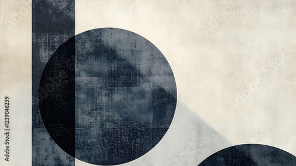 Fototapeta Minimalist halftones in slate and bone, retro and clean