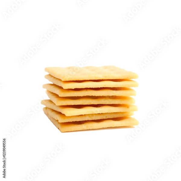 Fototapeta Stack of Square Crackers with Light Golden-Brown Color and Textured Surface