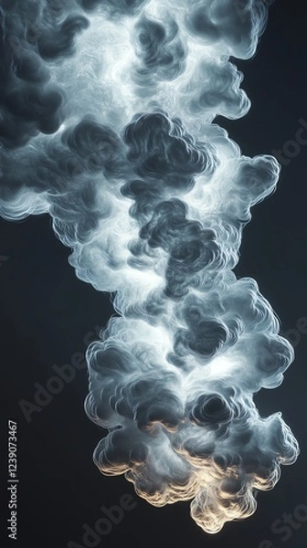 Fototapeta Thick swirling smoke captured against a dark backdrop, creating a dramatic visual effect.