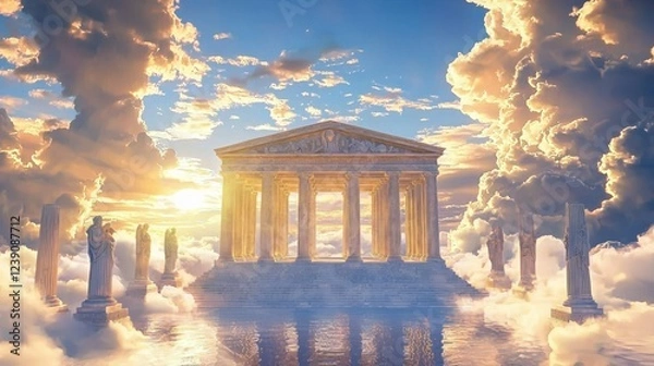 Fototapeta The intersection of art and Greek mythology depicting Olympus.