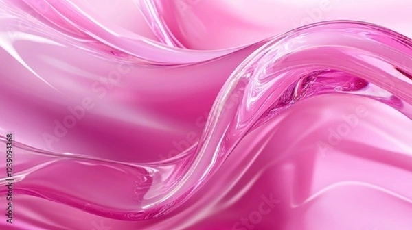 Fototapeta Vibrant pink abstract wave pattern with fluid lines and glossy texture