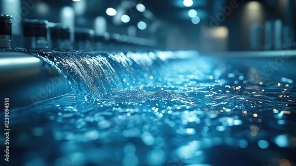 Fototapeta A close-up view of a water treatment facility,