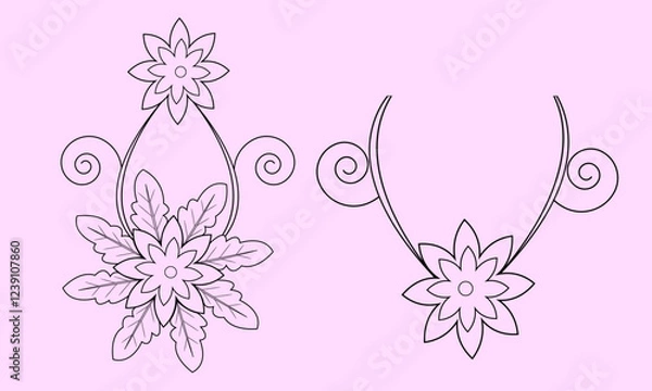 Obraz vector Colorful Flowers and plants Bundle, hand drawn pattern for embroidery elements, flowers kids and adults flower illustration element