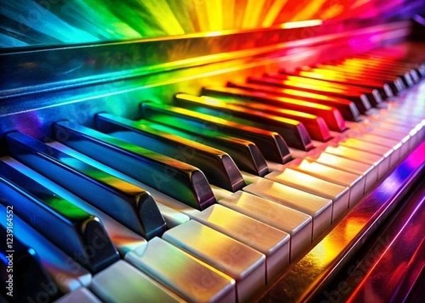 Fototapeta Piano Keys Painted with Rainbow Colors
