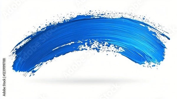 Obraz Blue paint stroke, artistic design element, white background, graphic design