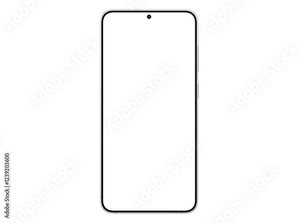Fototapeta Photo of smartphone similar to android device without background. Silver shadow color. Template for mockup
