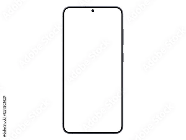 Fototapeta Photo of smartphone similar to android device without background. Blue black color. Template for mockup
