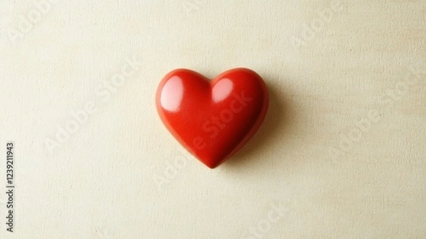 Fototapeta Red Heart on Beige Background