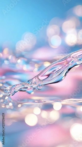 Obraz Water droplets splash, pastel background, abstract, website banner.
