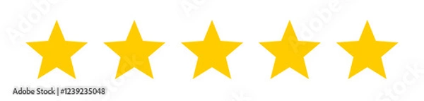 Obraz 5 Yellow Pointed Stars. 5 gold star vector icon