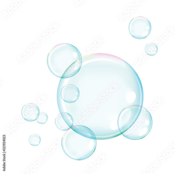 Obraz Vector of blue soap bubbles for background