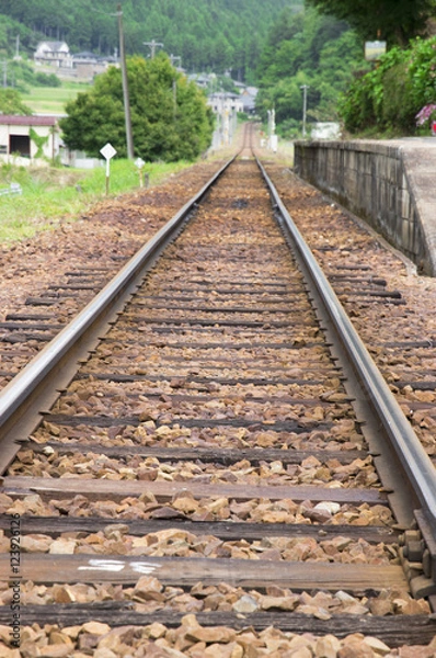 Fototapeta 単線鉄道　田舎