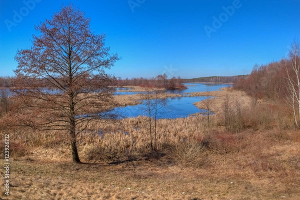 Fototapeta Landscape of the river and the surrounding area in autumn