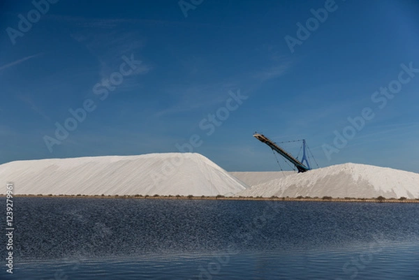 Obraz Heap of white salt in the Saltworks of Aigues-Mortes, south France, Europe