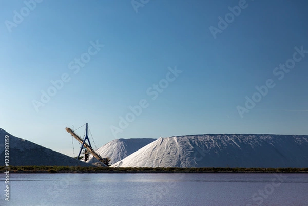 Obraz Heap of white salt in the Saltworks of Aigues-Mortes, south France, Europe