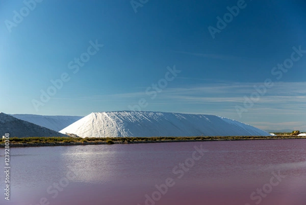 Obraz Heap of white salt in the Saltworks of Aigues-Mortes, south France, Europe