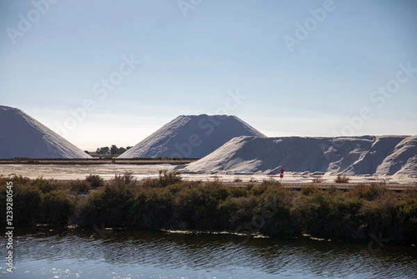 Obraz Heap of white salt in the Saltworks of Aigues-Mortes, south France, Europe