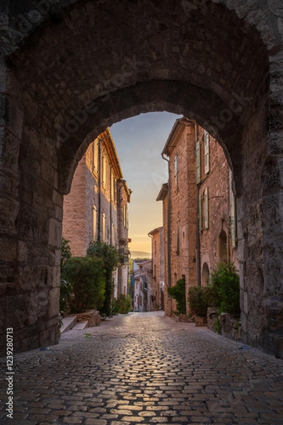 Obraz Beautiful old town of Vézénobres in southern France, featuring charming medieval architecture, narrow stone streets, and a historic atmosphere. A picturesque travel destination full of history.