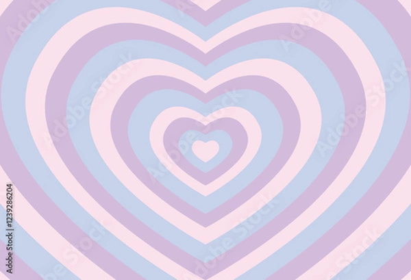 Fototapeta Heart burst background. Valentine's day concentric background. Pastel heart striped pattern illustration. Vector design for wallpaper, frame, posters, banners, greeting card, wedding, Valentine's day.