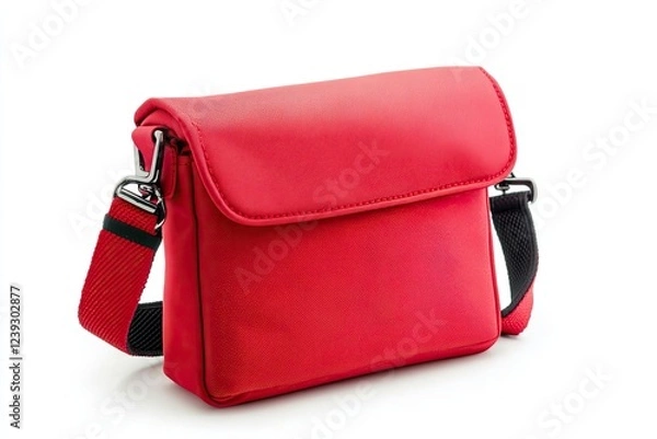 Obraz Red sling bag isolated on white background