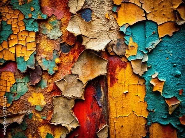 Fototapeta Weathered Wall with Peeling Paint Texture - Abstract Background