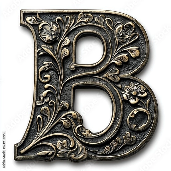 Fototapeta Decorative barocco letter B39 with intricate design for artistic applications