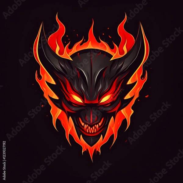 Obraz fiery devil head on black background