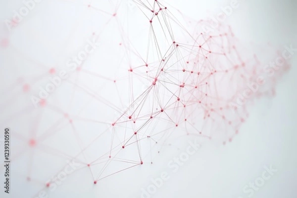Fototapeta Abstract pink wireframe network on a white background