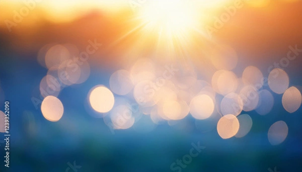 Obraz bokeh sunlight glare leak defocused orange blue white light abstract background blur glow overlay surface lens flare filter copy space
