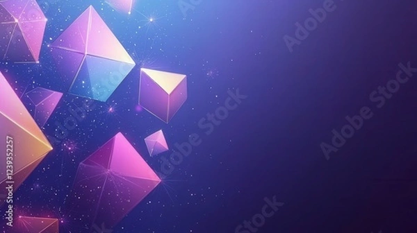 Obraz Colorful Geometric Shapes with Stars and Gradient Background